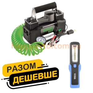 Подарочный комплект с двухцилиндровым компрессором URAGAN и фонарем BREVIA LED